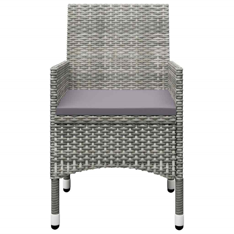 vidaXL 3 Piece Patio Bistro Set Poly Rattan and Tempered Glass Gray
