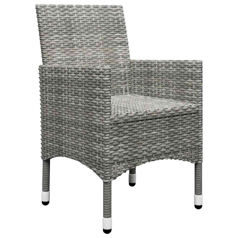 vidaXL 3 Piece Patio Bistro Set Poly Rattan and Tempered Glass Gray