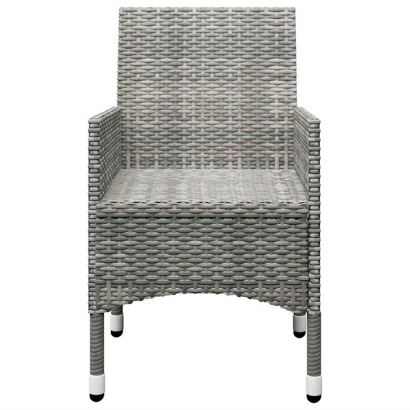 vidaXL 3 Piece Patio Bistro Set Poly Rattan and Tempered Glass Gray