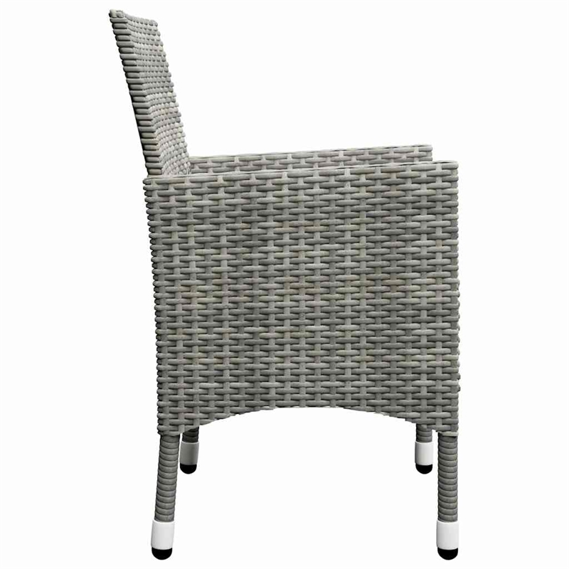 vidaXL 3 Piece Patio Bistro Set Poly Rattan and Tempered Glass Gray