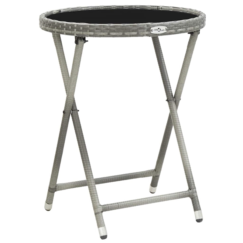 vidaXL 3 Piece Patio Bistro Set Poly Rattan and Tempered Glass Gray