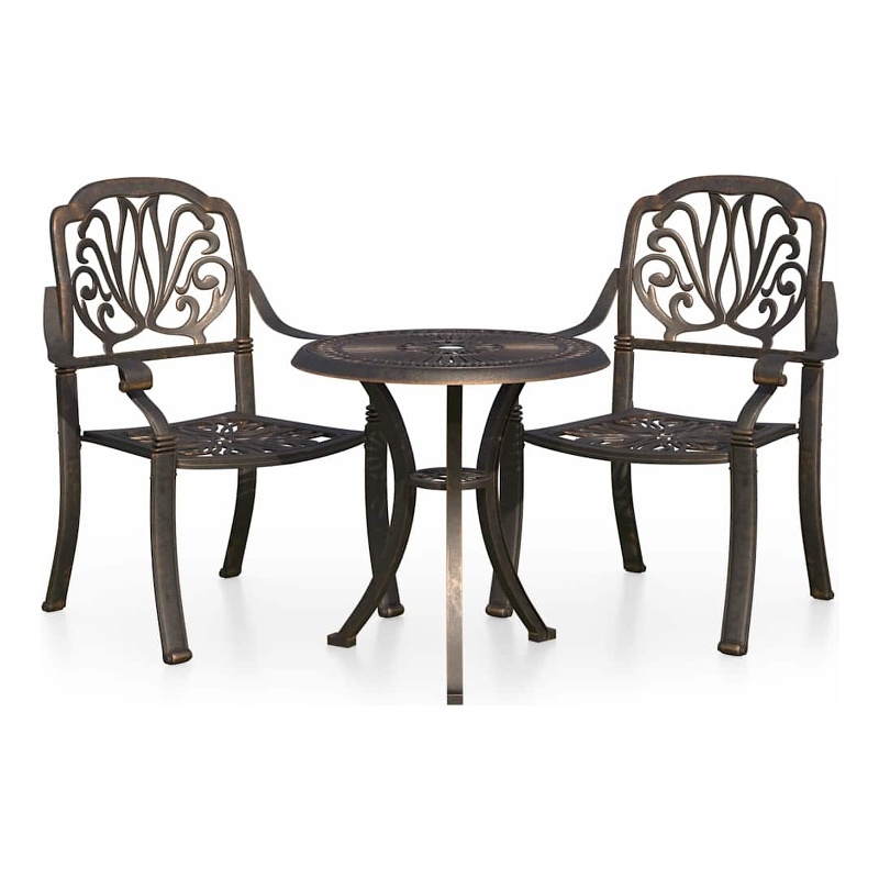 vidaXL 3 Piece Bistro Set Cast Aluminum Bronze