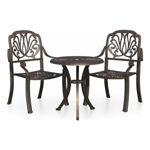 vidaXL 3 Piece Bistro Set Cast Aluminum Bronze