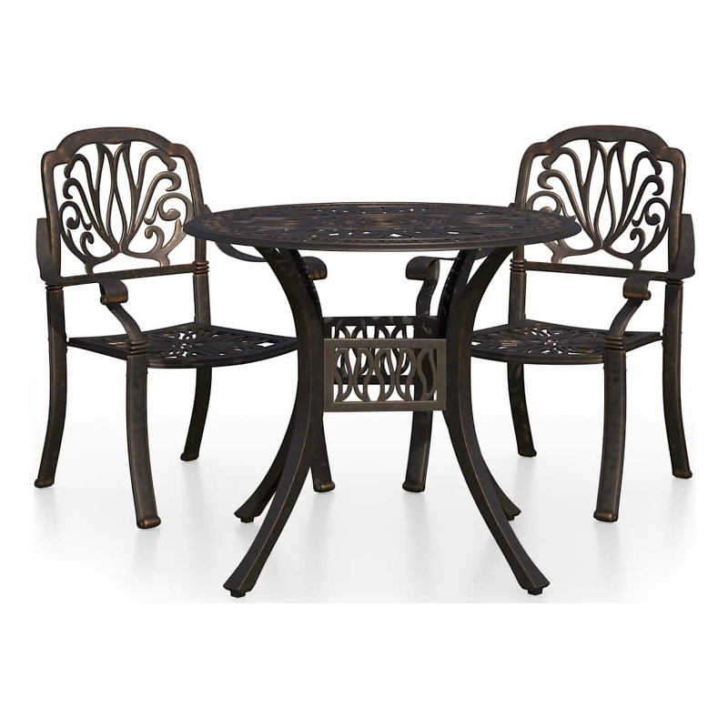 vidaXL 3 Piece Bistro Set Cast Aluminum Bronze