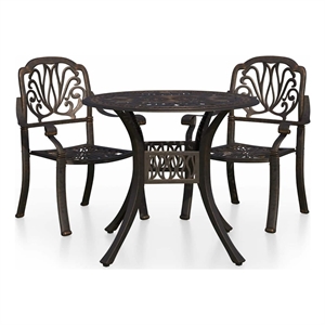 vidaXL 3 Piece Bistro Set Cast Aluminum Bronze