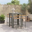 vidaXL 5 Piece Patio Bar Set Gray Poly Rattan&Solid Wood Acacia