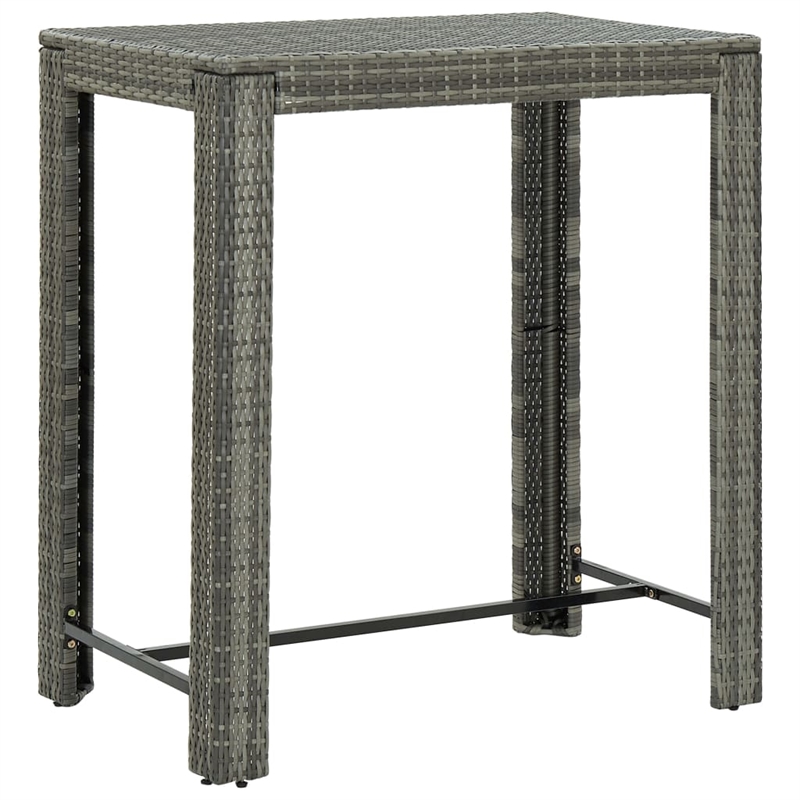 vidaXL 5 Piece Patio Bar Set Gray Poly Rattan&Solid Wood Acacia