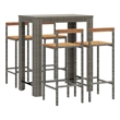 vidaXL 5 Piece Patio Bar Set Gray Poly Rattan&Solid Wood Acacia