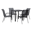 vidaXL 5 Piece Patio Dining Set Black Steel and Textilene