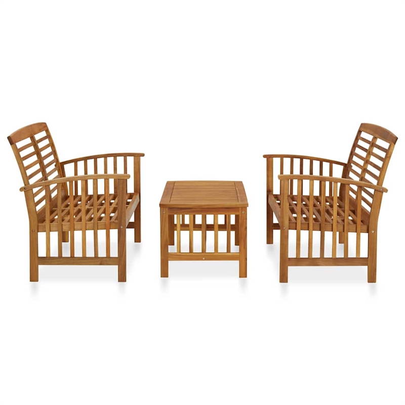 vidaXL 3 Piece Patio Lounge Set Solid Acacia Wood