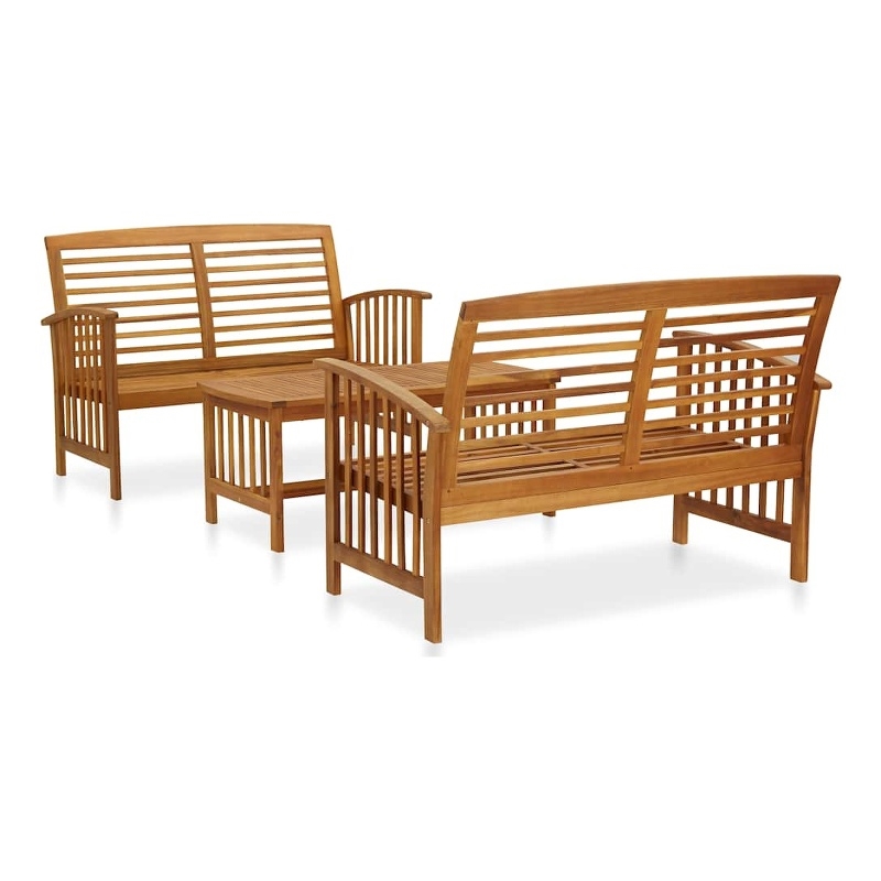 vidaXL 3 Piece Patio Lounge Set Solid Acacia Wood