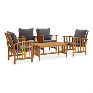 vidaXL 5 Piece Patio Lounge Set with Cushions Solid Acacia Wood