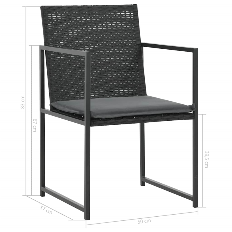 vidaXL 9 Piece Patio Dining Set with Cushions Poly Rattan Black
