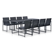 vidaXL 9 Piece Patio Dining Set with Cushions Poly Rattan Black