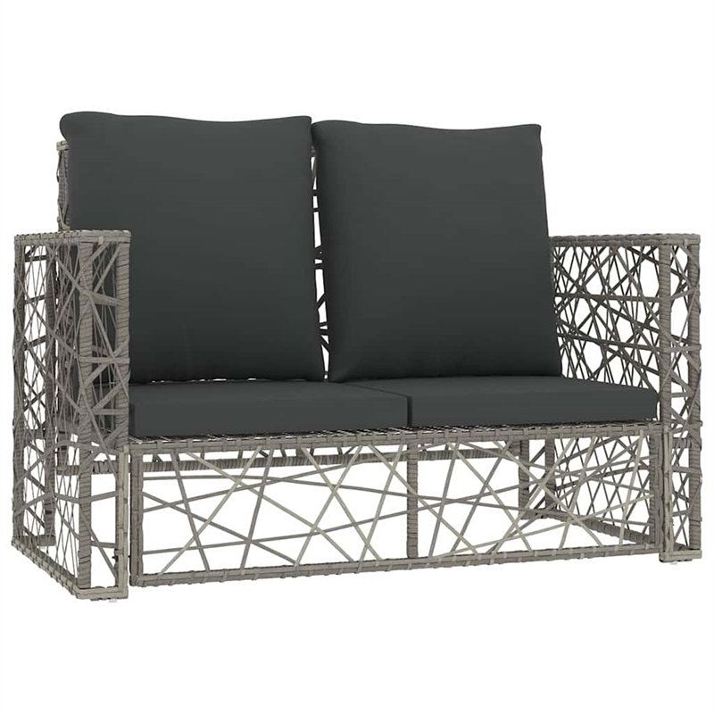 vidaXL 2 Piece Patio Lounge Set with Cushions Poly Rattan Gray
