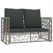 vidaXL 2 Piece Patio Lounge Set with Cushions Poly Rattan Gray