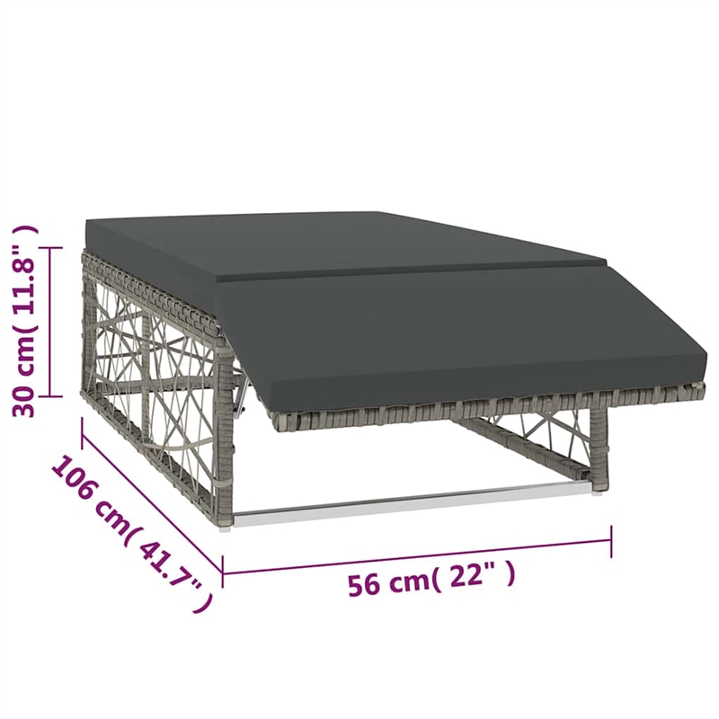 vidaXL 2 Piece Patio Lounge Set with Cushions Poly Rattan Gray