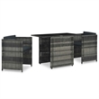 vidaXL 3 Piece Bistro Set with Cushions Poly Rattan Gray