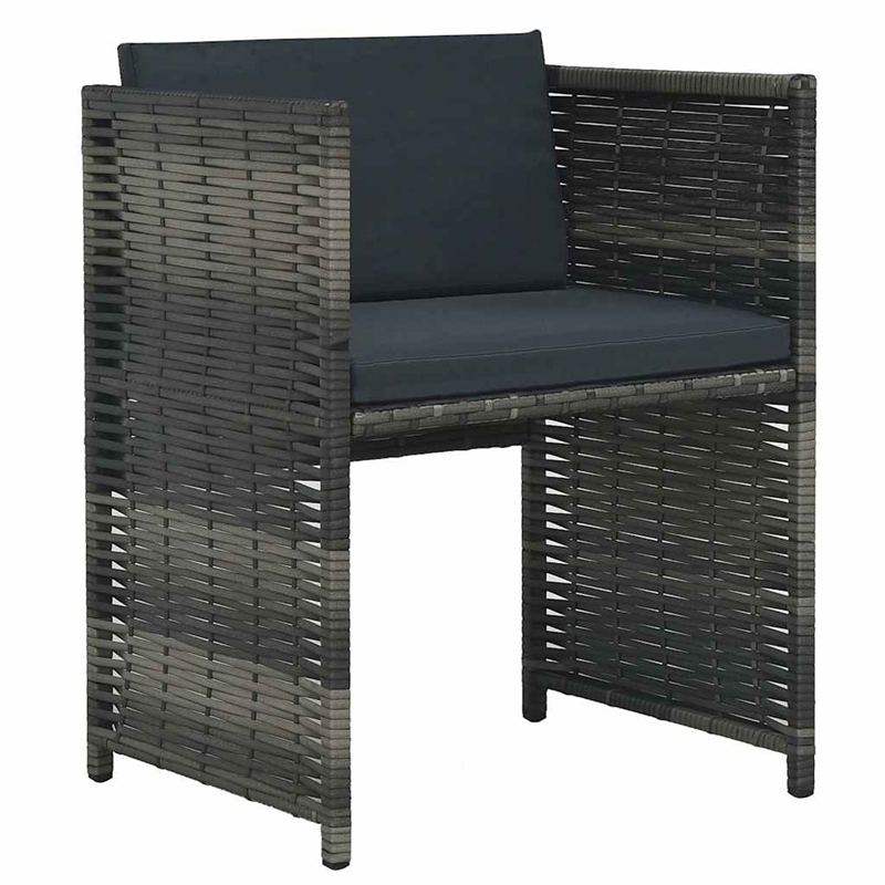 vidaXL 3 Piece Bistro Set with Cushions Poly Rattan Gray