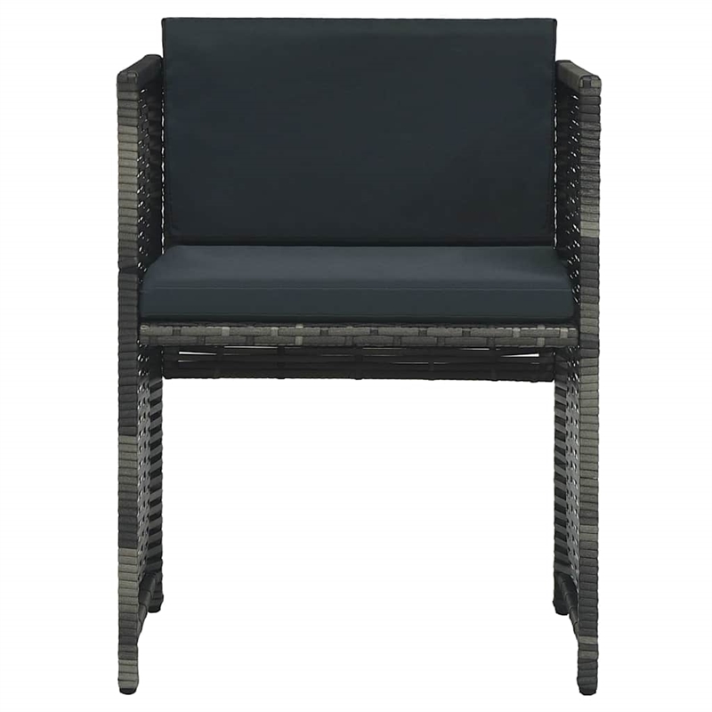 vidaXL 3 Piece Bistro Set with Cushions Poly Rattan Gray