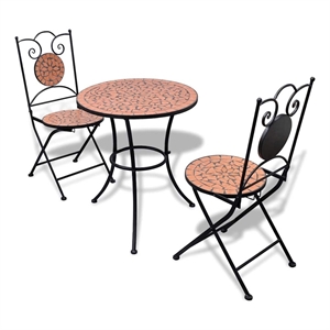 vidaXL 3 Piece Bistro Set Ceramic Tile Terracotta