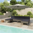vidaXL 6 Piece Patio Lounge Set with Cushions Poly Rattan Gray