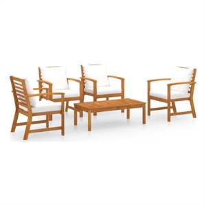 vidaXL 5 Piece Garden Lounge Set with Cushion Solid Acacia Wood