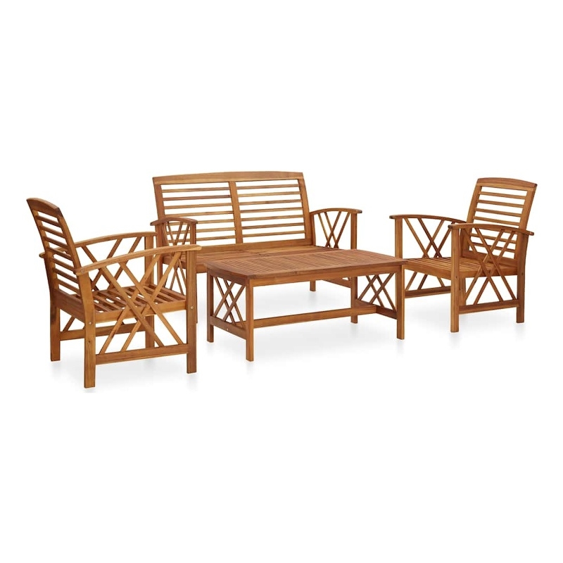 vidaXL 4 Piece Patio Lounge Set Solid Acacia Wood