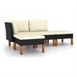 vidaXL 4 Piece Patio Lounge Set with Cushions Poly Rattan Black