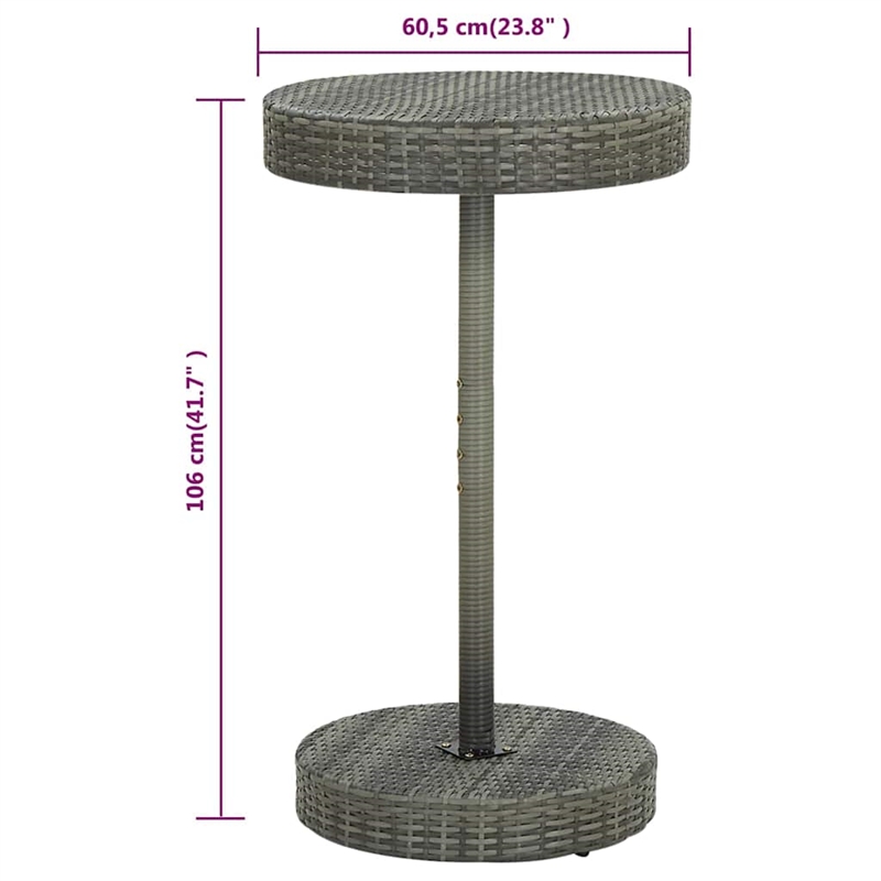 vidaXL 3 Piece Patio Bar Set Poly Rattan Gray