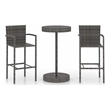 vidaXL 3 Piece Patio Bar Set Poly Rattan Gray