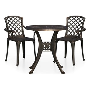 vidaXL 3 Piece Bistro Set Cast Aluminum Bronze