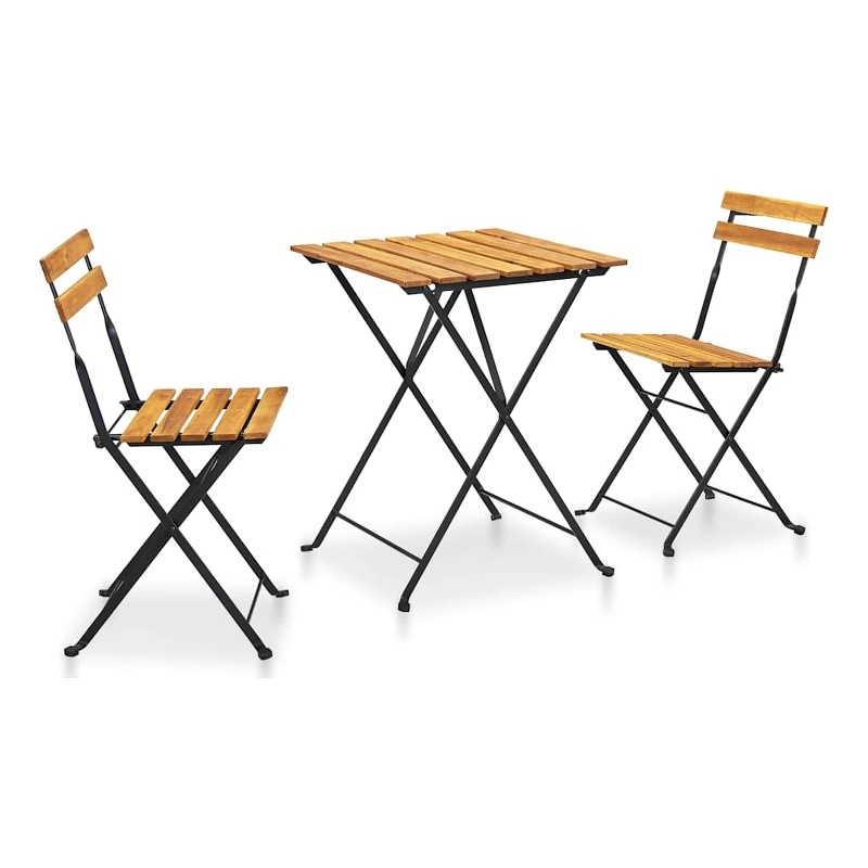 vidaXL 3 Piece Folding Bistro Set Solid Acacia Wood