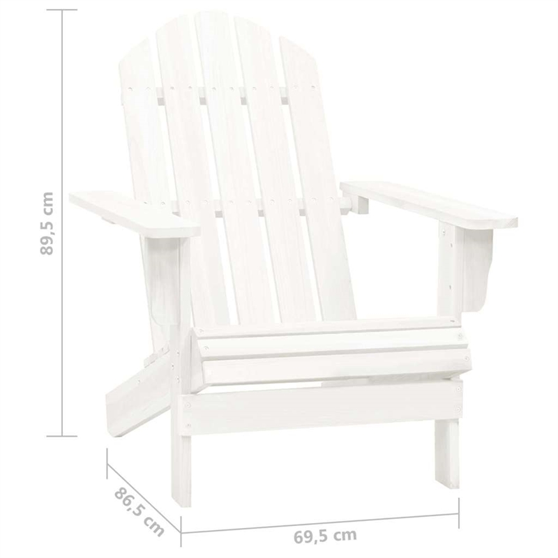 vidaXL Patio Adirondack Chair with Table Solid Fir Wood White