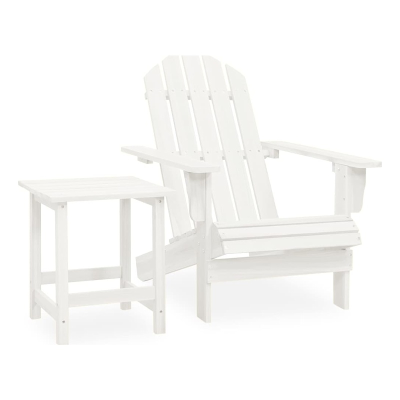 vidaXL Patio Adirondack Chair with Table Solid Fir Wood White