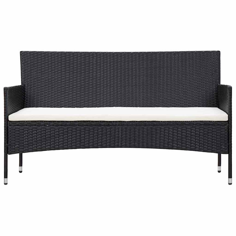 vidaXL 5 Piece Patio Lounge Set With Cushions Poly Rattan Black