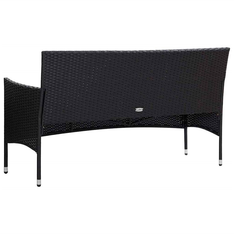 vidaXL 5 Piece Patio Lounge Set With Cushions Poly Rattan Black