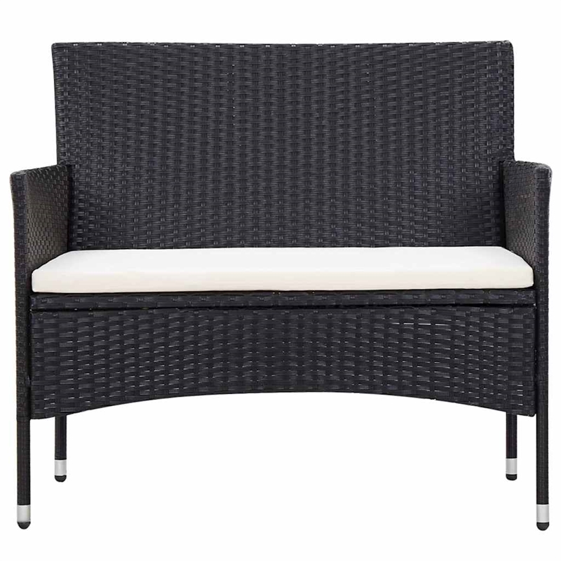 vidaXL 5 Piece Patio Lounge Set With Cushions Poly Rattan Black