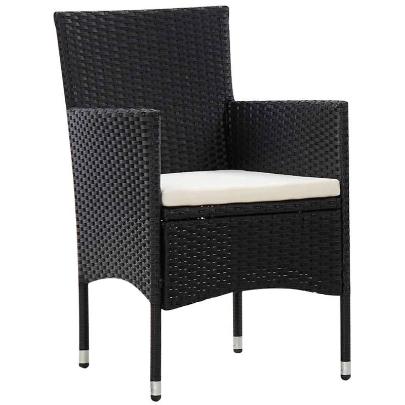 vidaXL 5 Piece Patio Lounge Set With Cushions Poly Rattan Black