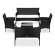 vidaXL 5 Piece Patio Lounge Set With Cushions Poly Rattan Black