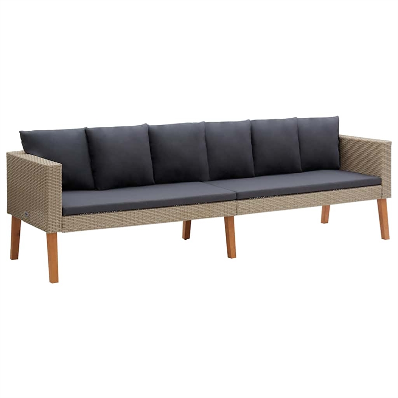 vidaXL 3 Piece Patio Lounge Set with Cushions Poly Rattan Beige