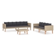 vidaXL 3 Piece Patio Lounge Set with Cushions Poly Rattan Beige