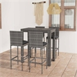 vidaXL 5 Piece Patio Bar Set with Cushions Poly Rattan Gray