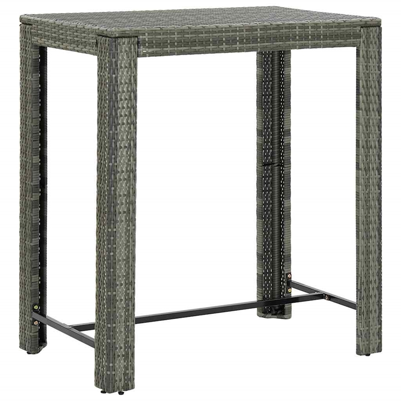 vidaXL 7 Piece Patio Bar Set with Cushions Poly Rattan Gray