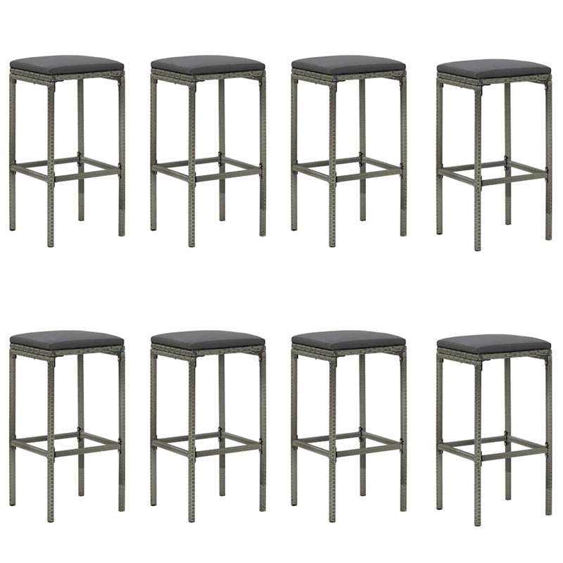 vidaXL 9 Piece Patio Bar Set with Cushions Gray