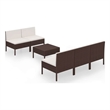 vidaXL 6 Piece Patio Lounge Set with Cushions Poly Rattan Brown