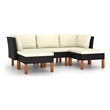 vidaXL 5 Piece Patio Lounge Set with Cushions Poly Rattan Black
