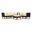 vidaXL 6 Piece Patio Lounge Set with Cushions Poly Rattan Black