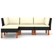 vidaXL 4 Piece Patio Lounge Set with Cushions Poly Rattan Black