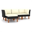 vidaXL 4 Piece Patio Lounge Set with Cushions Poly Rattan Black